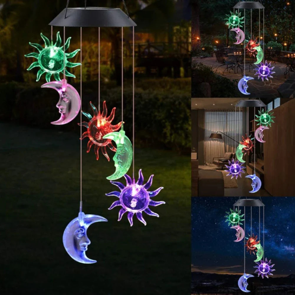 Star and Moon Solar LED Wind Chimes