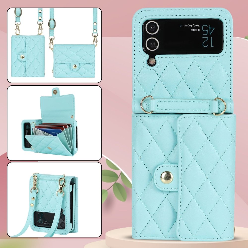 Crossbody foldable mobile phone case leather case suitable for Samsung Z Flip3/4/5 small fragrance mobile phone protective cover - eewoldia