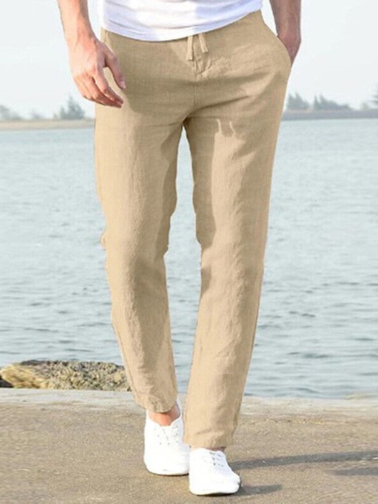 Casual Loose Solid Color Lacing Elastic Waist Pants