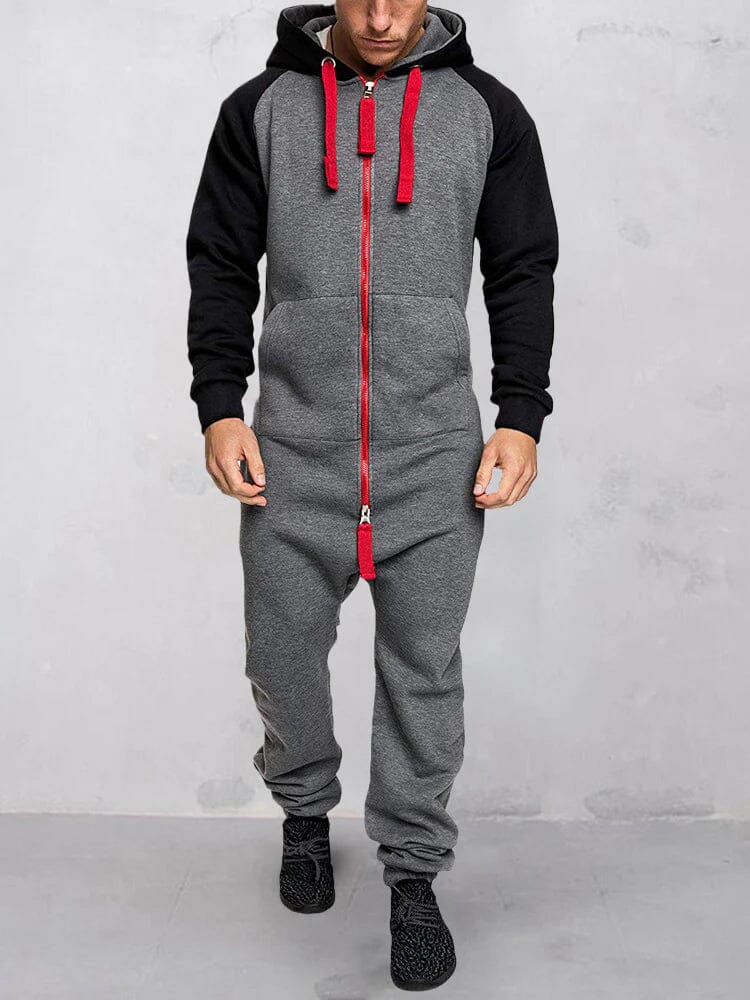 Coofandy Splicing Fleece Sports Jumpsuit