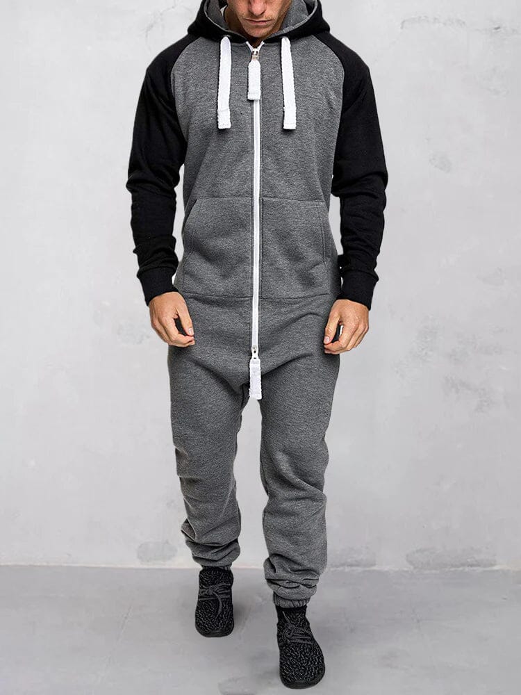 Coofandy Splicing Fleece Sports Jumpsuit