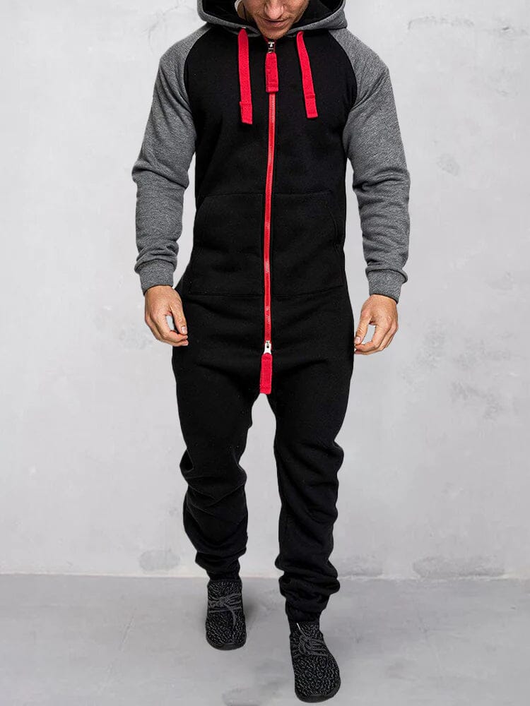 Coofandy Splicing Fleece Sports Jumpsuit