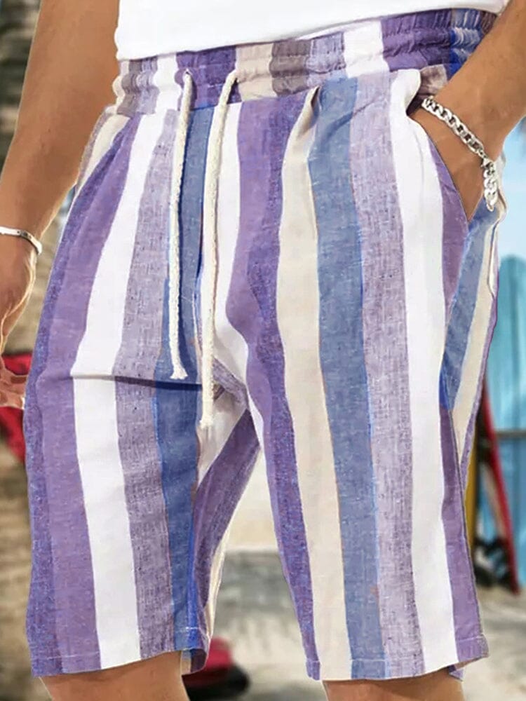 Stripe Drawstring Lightwaight Beach Shorts