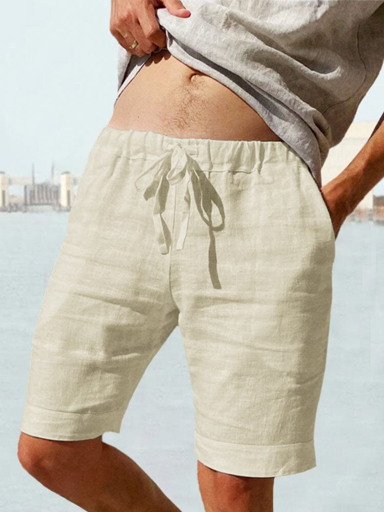 Cotton Linen Drawstring Casual Shorts