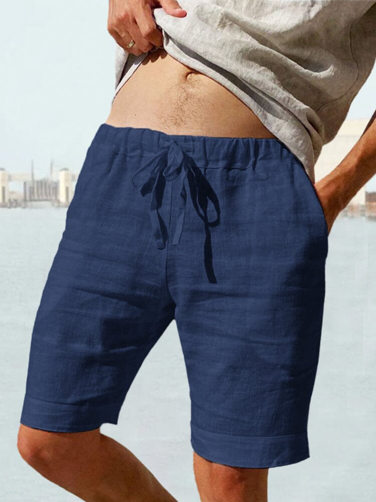 Cotton Linen Drawstring Casual Shorts