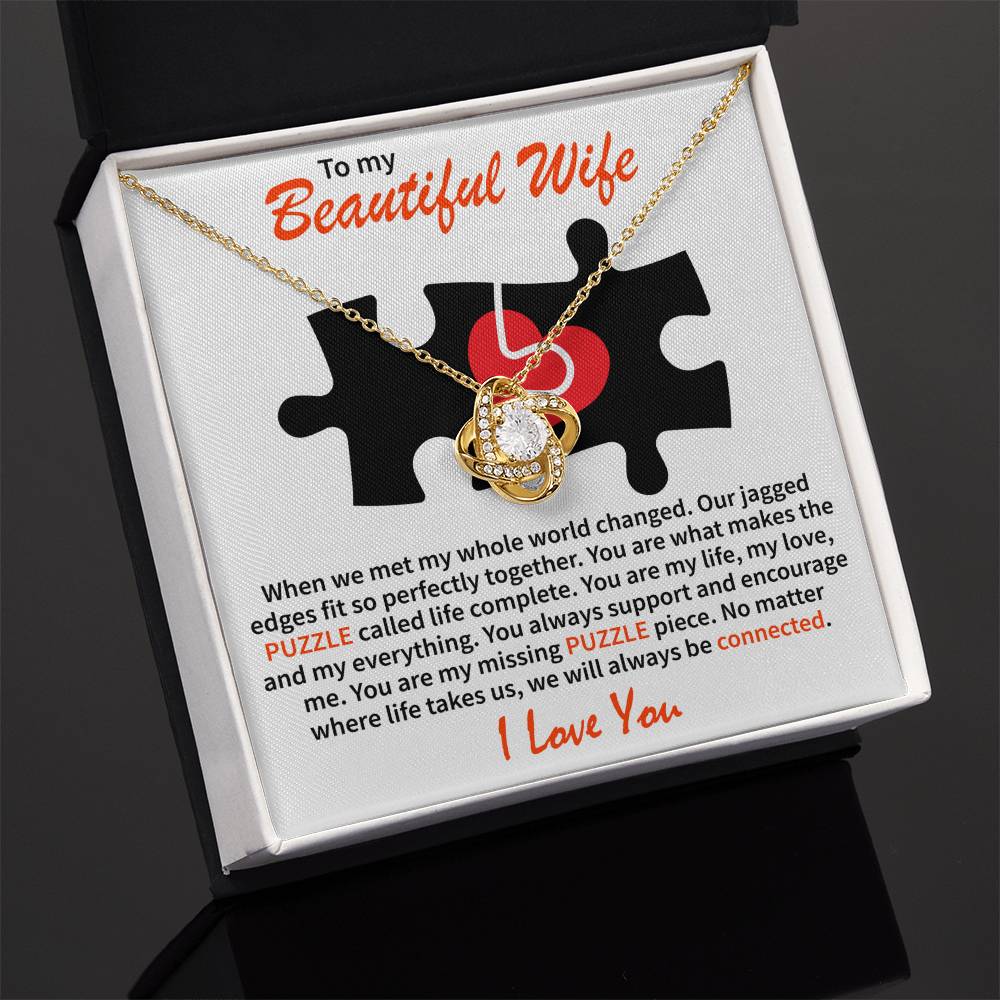 To My Beautiful Wife - Love Knot Necklace (Puzzle-My whole world)