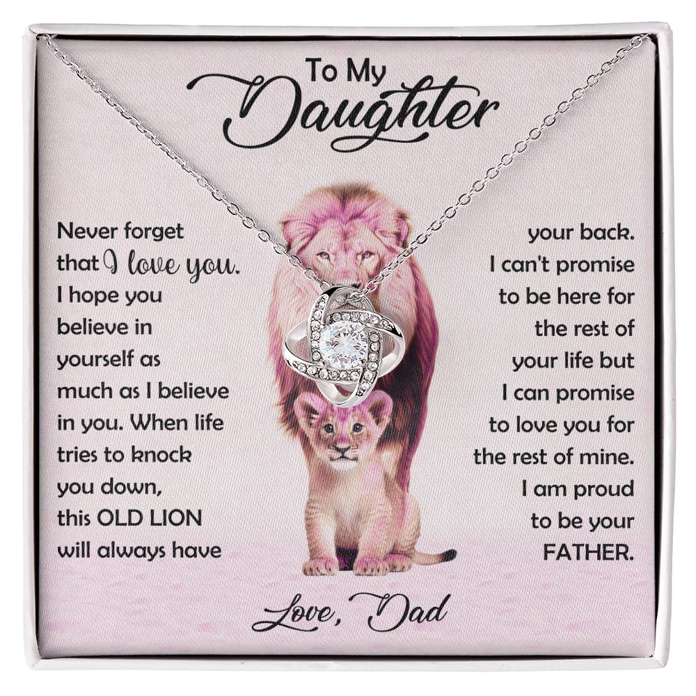 To My Daughter - Love Knot Necklace (Never Forget I Love You-pink)