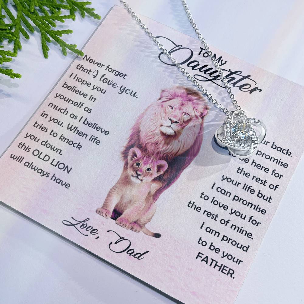 To My Daughter - Love Knot Necklace (Never Forget I Love You-pink)