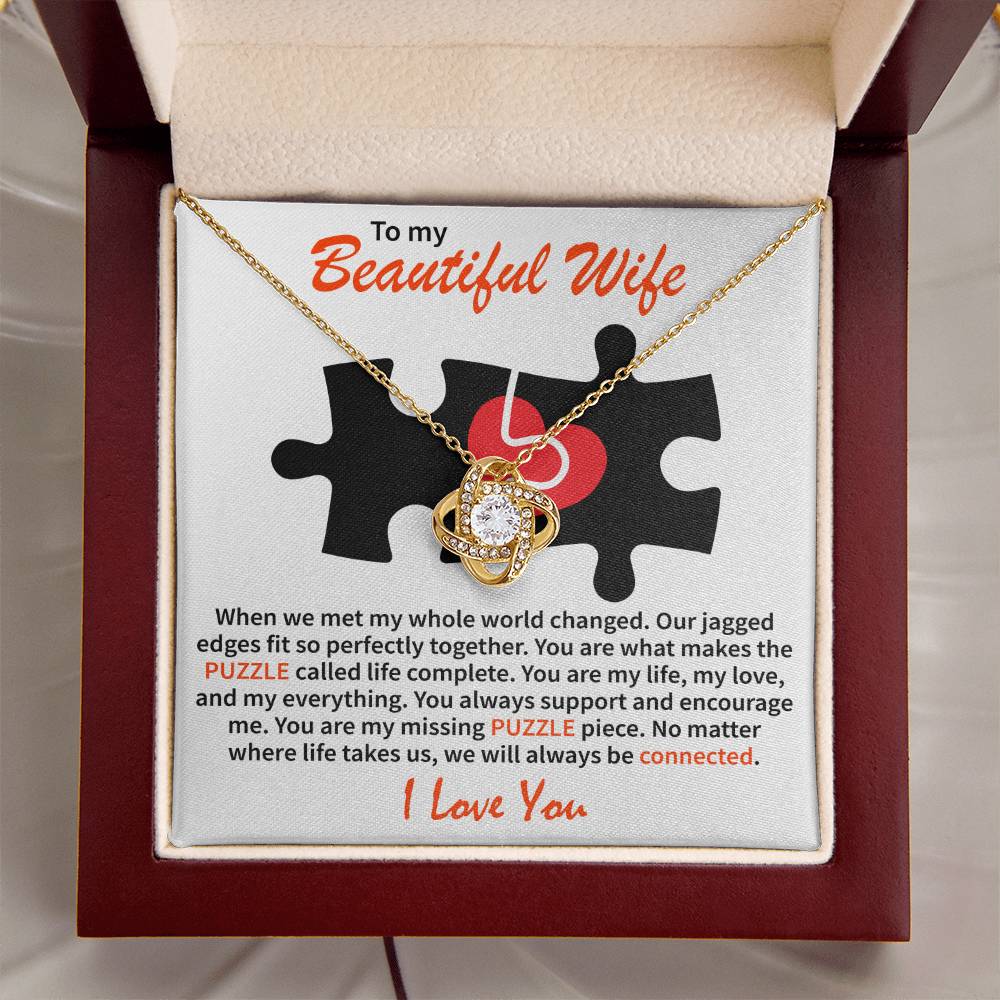 To My Beautiful Wife - Love Knot Necklace (Puzzle-My whole world)