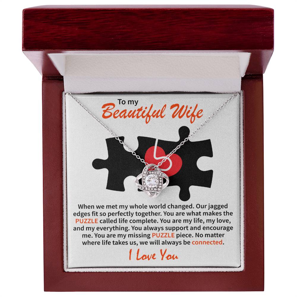 To My Beautiful Wife - Love Knot Necklace (Puzzle-My whole world)