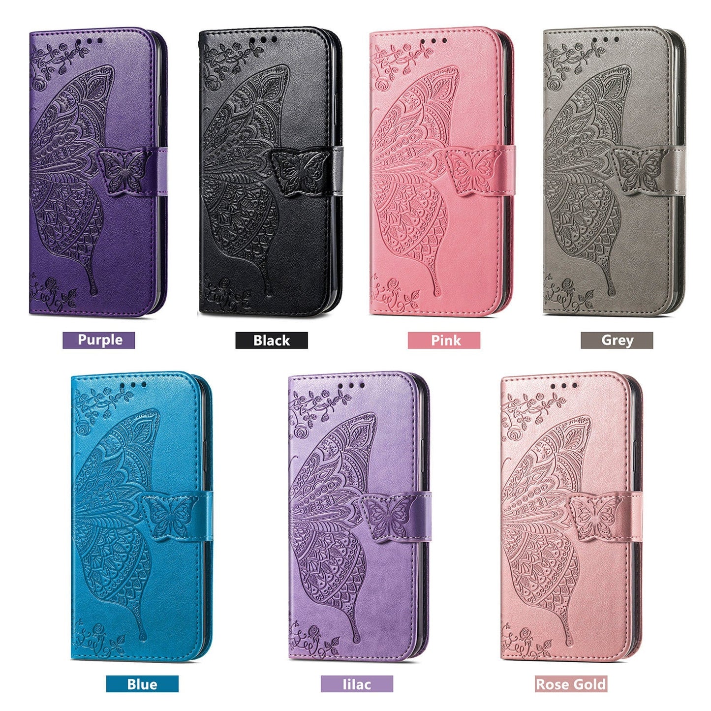 Embossed Butterfly Wallet Flip Case For Samsung Galaxy Series