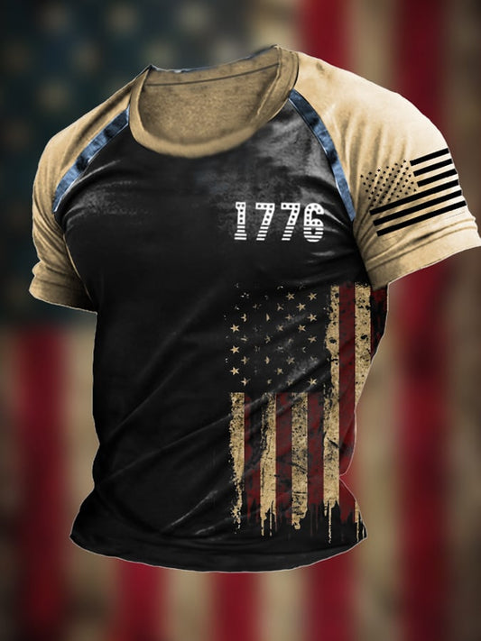 Men's Flag Independence Day Print Short Sleeve T-Shirt