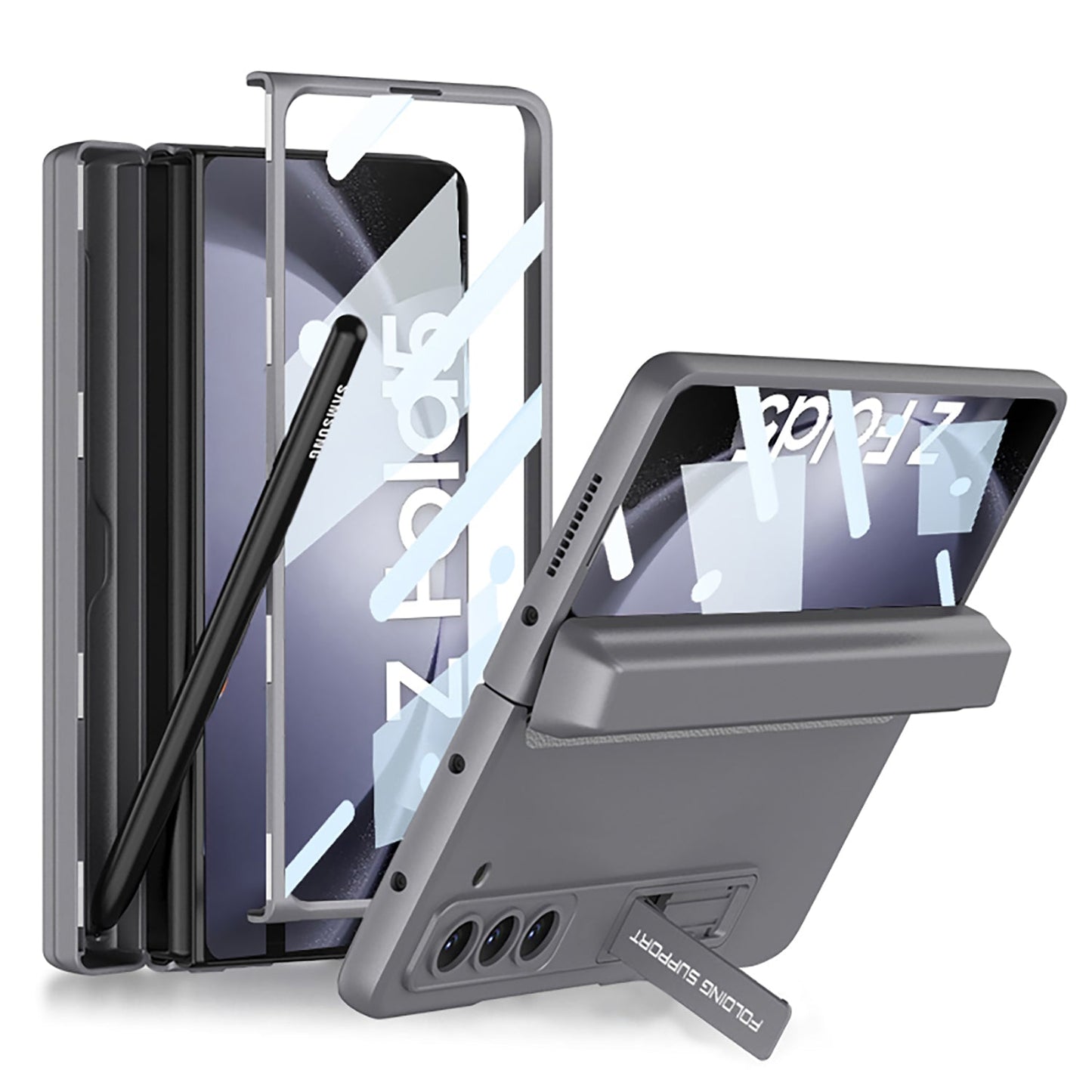 Magnetic Hinge Pen Box Protective Phone Case With Back Screen Glass For Samsung Galaxy Z Fold 5/4/3 5G