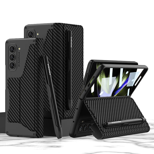 Leather Pen Holder Armor Phone Case With Back Screen Protector For Samsung Galaxy Z Fold5 Fold4