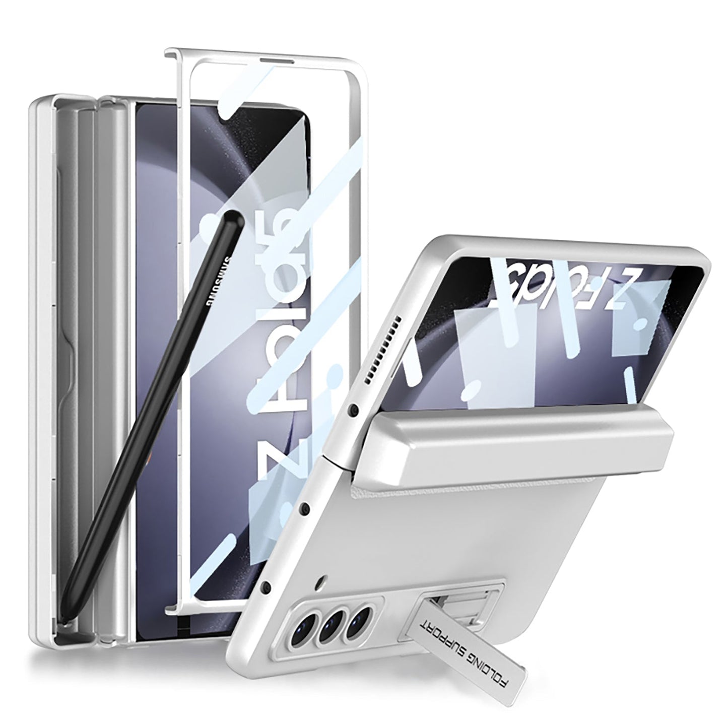 Magnetic Hinge Pen Box Protective Phone Case With Back Screen Glass For Samsung Galaxy Z Fold 5/4/3 5G