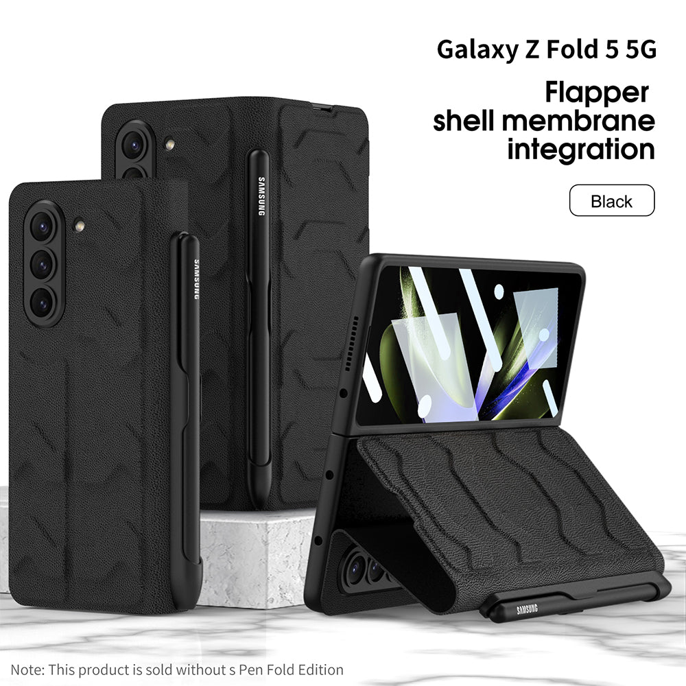 Leather Pen Holder Armor Phone Case With Back Screen Protector For Samsung Galaxy Z Fold 5/4/3 5G