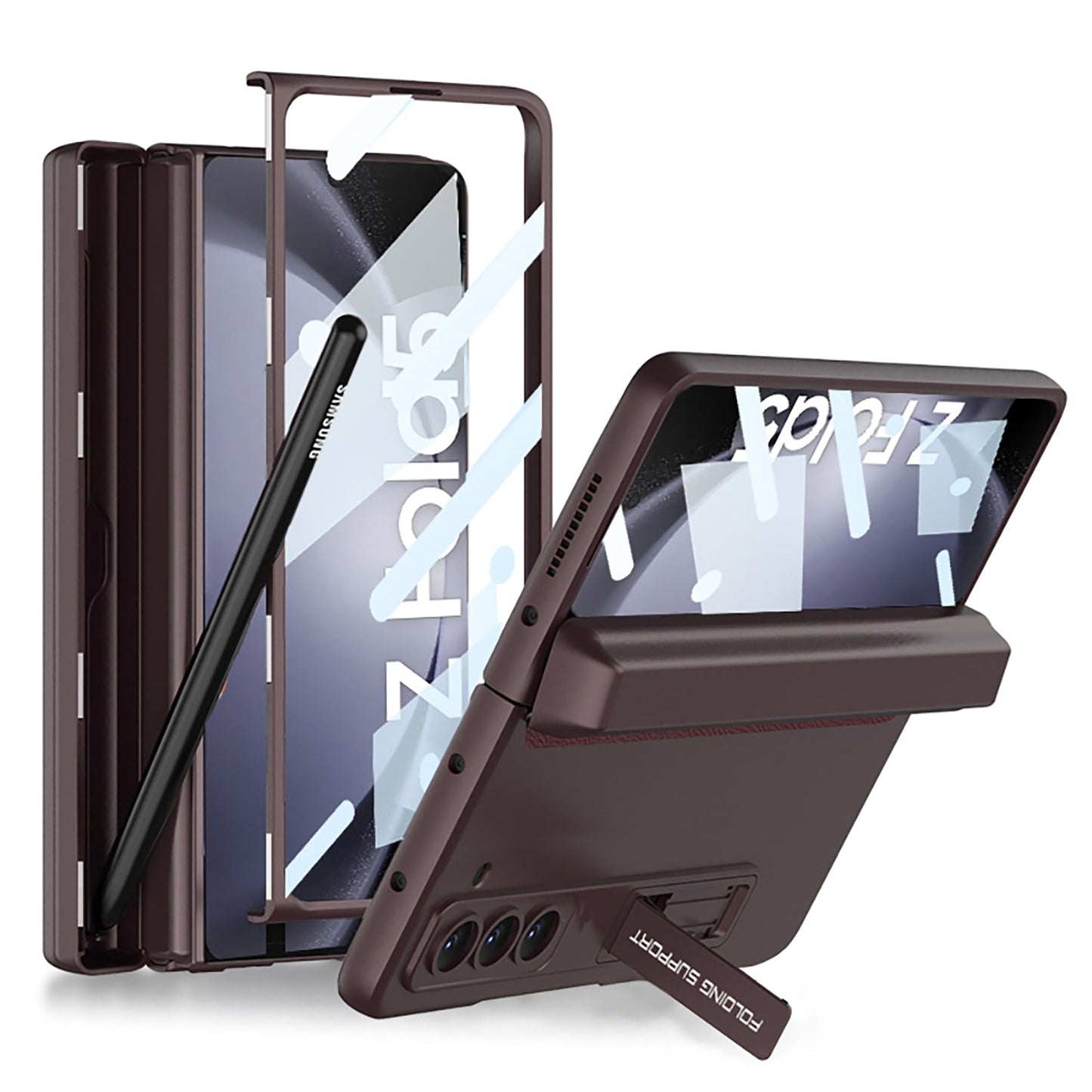 Magnetic Hinge Pen Box Protective Phone Case With Back Screen Glass For Samsung Galaxy Z Fold 5/4/3 5G